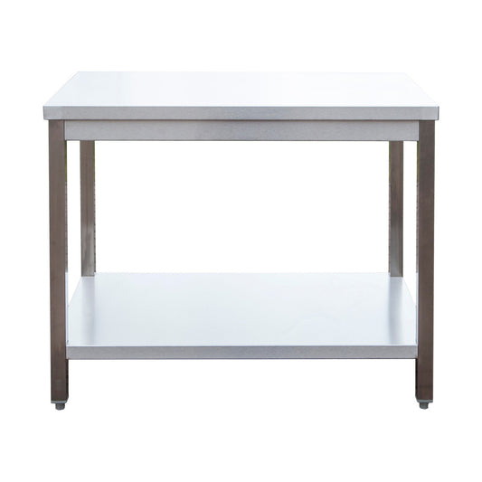 Stainless steel work table welded, build depth 600 mm, with base shelf, AISI 304 | A&S ARTG056