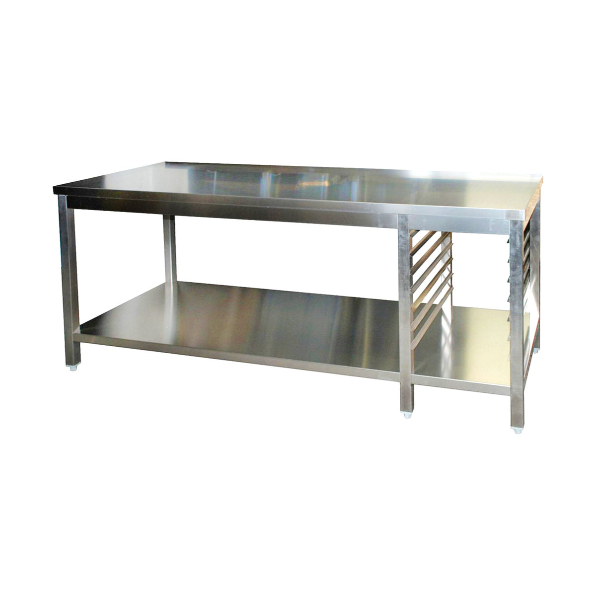 Edelstahl Arbeitstisch mit Aufkantung mit GN-Winkel rechts GN1/1 verschweißt, Bautiefe 600 mm | A&S ARTGAGNR166
