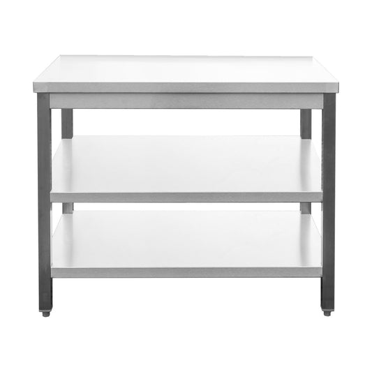Stainless steel work table welded, installation depth 800 mm, with base shelf & intermediate shelf, AISI 304 | A&S ARTGZ208