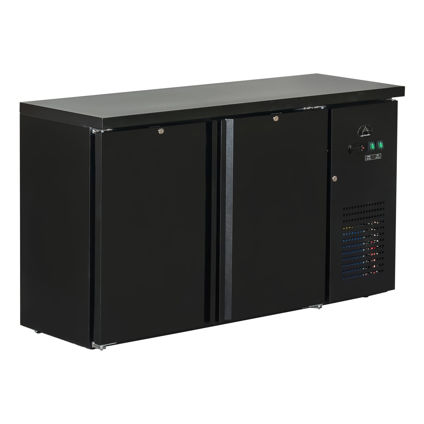 Flaschenkühltisch 280 Liter, Schwarz, 2 Türen, 1465 × 520 × 840 mm | A&S BKT210