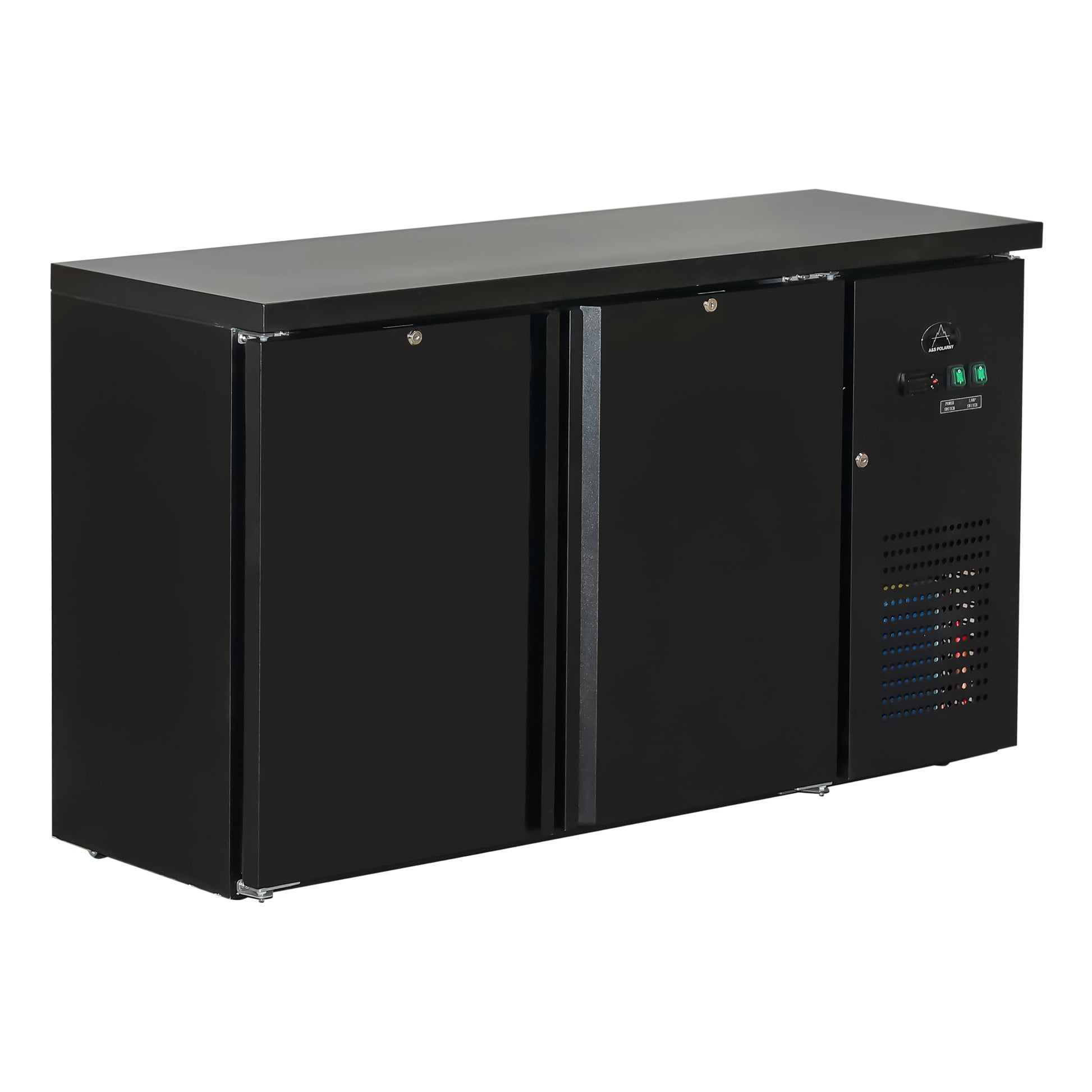 Flaschenkühltisch 280 Liter, Schwarz, 2 Türen, 1465 × 520 × 840 mm | A&S BKT210