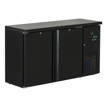 Flaschenkühltisch 280 Liter, Schwarz, 2 Türen, 1465 × 520 × 840 mm | A&S BKT210