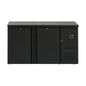 Flaschenkühltisch 280 Liter, Schwarz, 2 Türen, 1465 × 520 × 840 mm | A&S BKT210