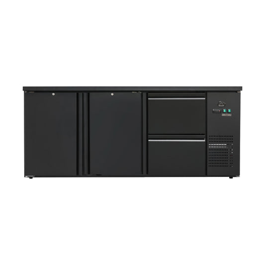 Bottle refrigerated counter 425 litres, Black, 2 doors + 2 drawers, 2005 × 520 × 840 mm | A&S BKT320