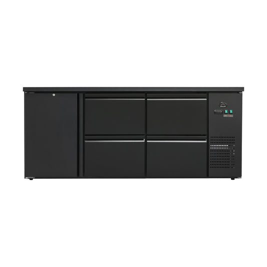 Bottle refrigerated counter 425 litres, black, 1 door + 4 drawers, 2005 × 520 × 840 mm | A&S BKT340