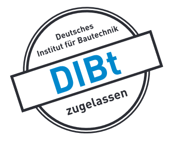 KBS Zulassungsstempel des Deutschen Instituts für Bautechnik (DIBt). Rundes Siegel mit der Aufschrift &bdquo;DIBt zugelassen&ldquo; für zertifizierte Fettabscheider.