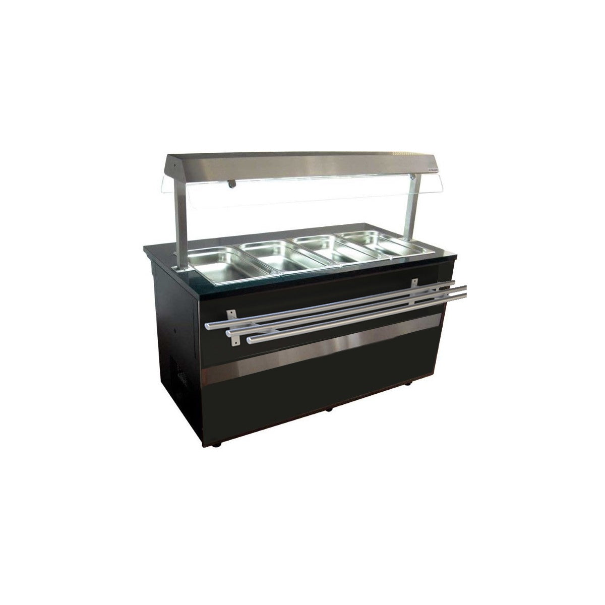 Kühltheke Gastroline Open mit Tablett Rutsche, 576 Liter Volumen, 1500 × 900 × 850/1350 mm | A&S GL100-OPT-90