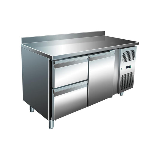 VIP refrigerated counter with 1 × 2 drawers and 1 door and upstand -2 to +8°C 1,360 × 700 × 960 mm | A&S KT2C2A-VIP