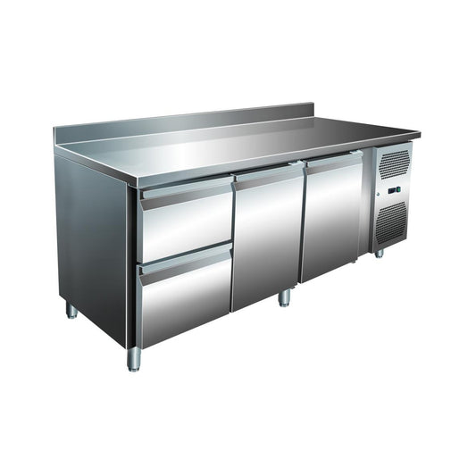 VIP refrigerated counter with 1 × 2 drawers and 2 doors and upstand -2 to +8°C 1,795 × 700 × 960 mm | A&S KT3C2A-VIP