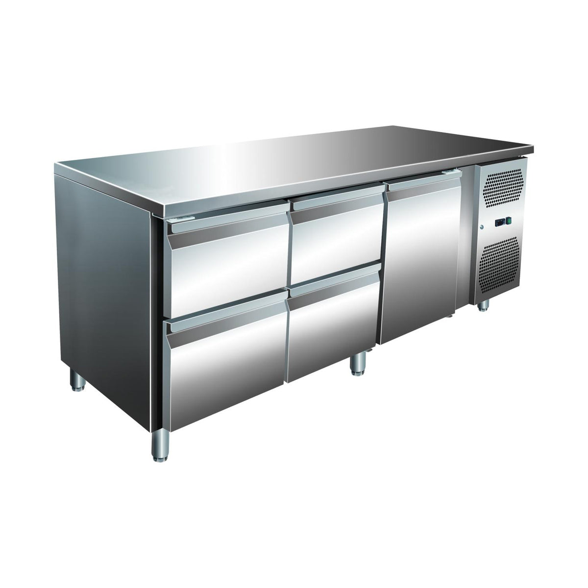 VIP Kühltisch mit 2 × 2 Schubladen und 1 Tür -2 bis +8°C 1.795 × 600 × 860 mm | A&S KT-VIP-600-3-C4