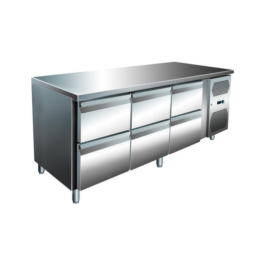 VIP refrigerated counter with 3 × 2 drawers -2 to +8°C 1,795 × 600 × 860 mm | A&S KT-VIP-600-3-C6