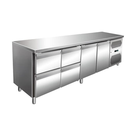 VIP refrigerated counter with 2 × 2 drawers and 2 doors -2 to +8°C 2,230 × 700 × 860 mm | A&S KT4C4-VIP