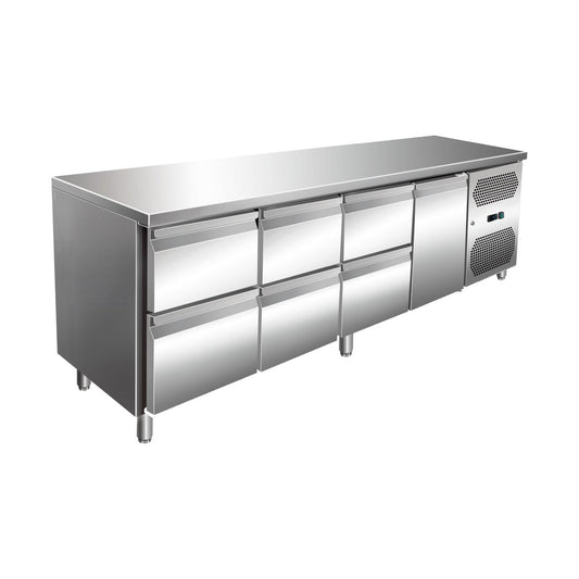 VIP refrigerated counter with 3 × 2 drawers and 1 door -2 to +8°C 2,230 × 600 × 860 mm | A&S KT-VIP-600-4-C6