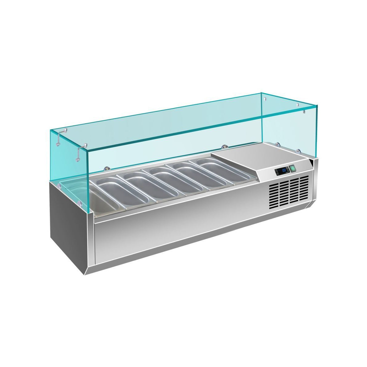 Pizzakühlaufsatz mit Glasaufsatz 6 × 1/4 GN, 1400 × 335 × 460 mm | A&S PAK1400/330