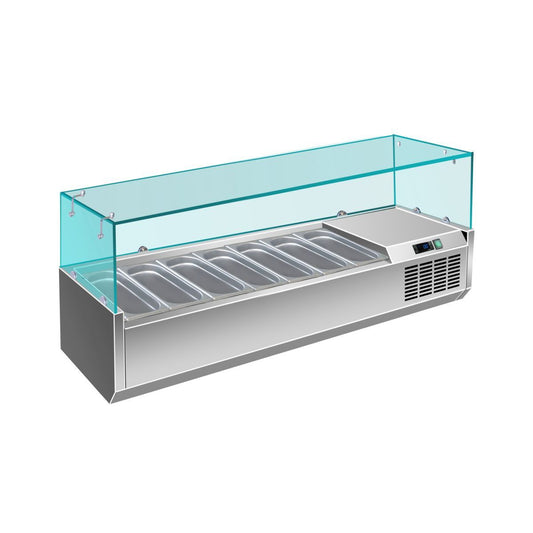 Pizzakühlaufsatz mit Glasaufsatz 6 × 1/4 GN, 1500 × 335 × 460 mm | A&S PAK1500/330