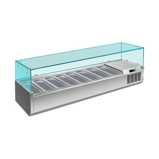 Pizzakühlaufsatz mit Glasaufsatz 8 × 1/3 GN, 1800 × 335 × 460 mm | A&S PAK1800/380