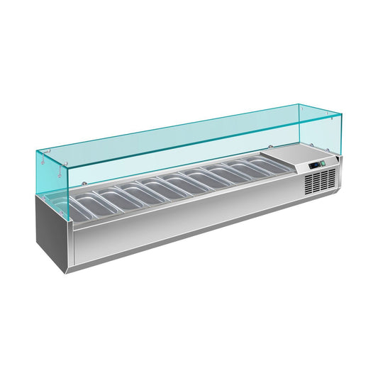 Pizza refrigerated topping counter with glass lid 10 × 1/4 GN, 2000 × 335 × 460 mm | A&S PAK2000/330