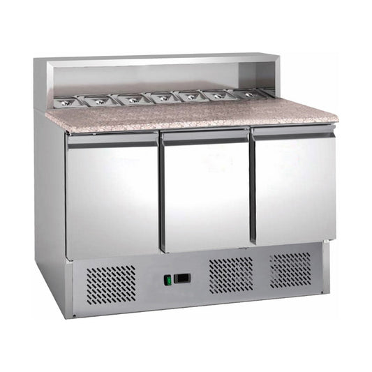 Saladette with built-in cooling, 3 doors, volume: 333 litres, 1365 × 700 × 1087 mm | A&S PS903-P
