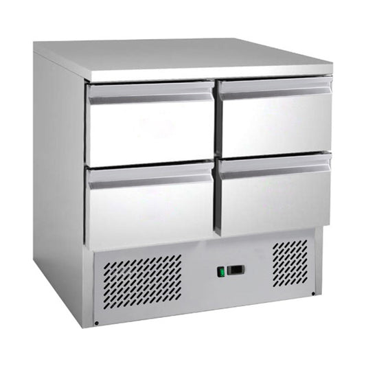 Saladette with built-in cooling, 4 drawers, volume: 109 litres, 900 × 700 × 850 mm | A&S S901-4D-P