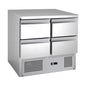 Saladette mit eingebauter Kühlung, 4 Schubladen, Volumen: 109 Liter, 900 × 700 × 850 mm | A&S S901-4D-P
