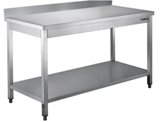 Edelstahltisch zerl. Unterblatt m. Aufkantung - B 1500 x T 700