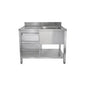 Spültisch mit Schubladenblock, 1 Becken rechts, Bautiefe 600 mm, 1500 × 600 × 850 mm | A&S SPT1561BR-S